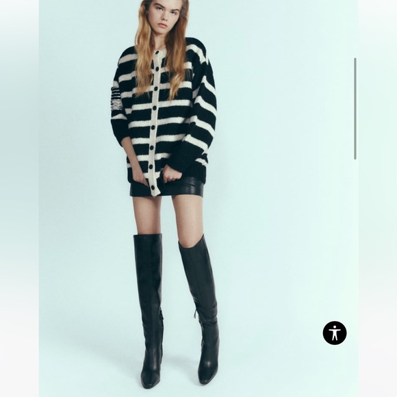 ZARA WOMAN NWT FW22 BLACK OVER THE KNEE HEELED LEATHER BOOTS